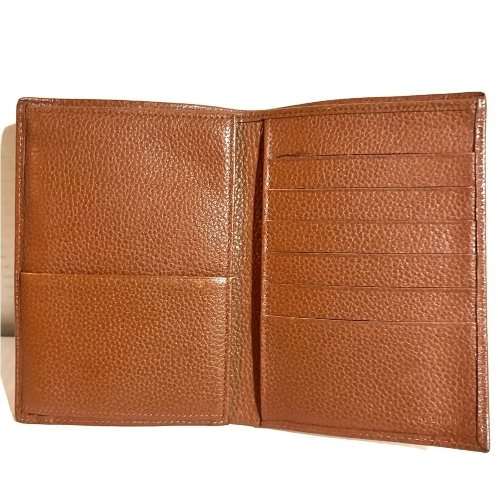 Longchamp unisex Brown Leather wallet Passport Holder
